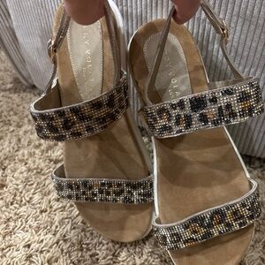 Very Volatile Black/White/Silver Sandals with Platform Sole Size 9